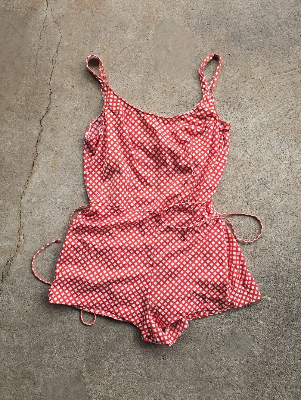 True Vintage 60's 70s Jantzen Swimsuit Romper Size 18 Checkered